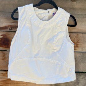 Carleen White Denim Cropped Tank, Size Large